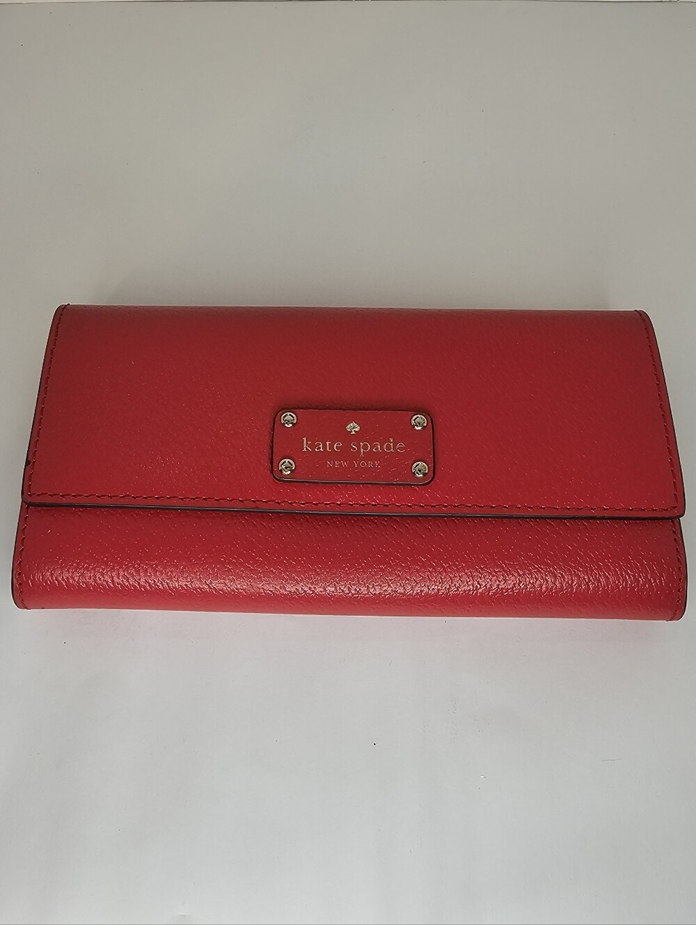 Kate Spade New York Red Pebble Leather Flap Continental Long Wallet - See Images